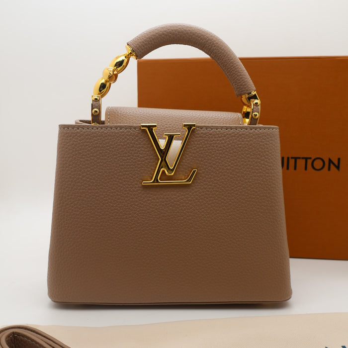 Louis Vuitton Capucines Grained Leather with Gold Chain Handle