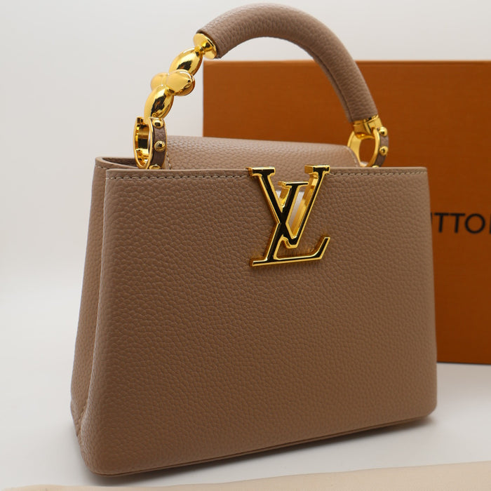 Louis Vuitton Capucines Grained Leather with Gold Chain Handle