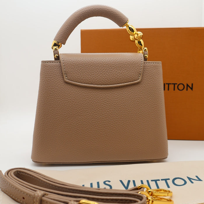 Louis Vuitton Capucines Grained Leather with Gold Chain Handle