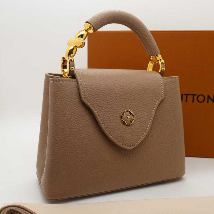 Louis Vuitton Capucines Grained Leather with Gold Chain Handle