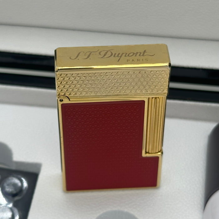 S.T. Dupont Luxury Lighter Gift Set – Gold Red Lacquer Edition (Made in France)