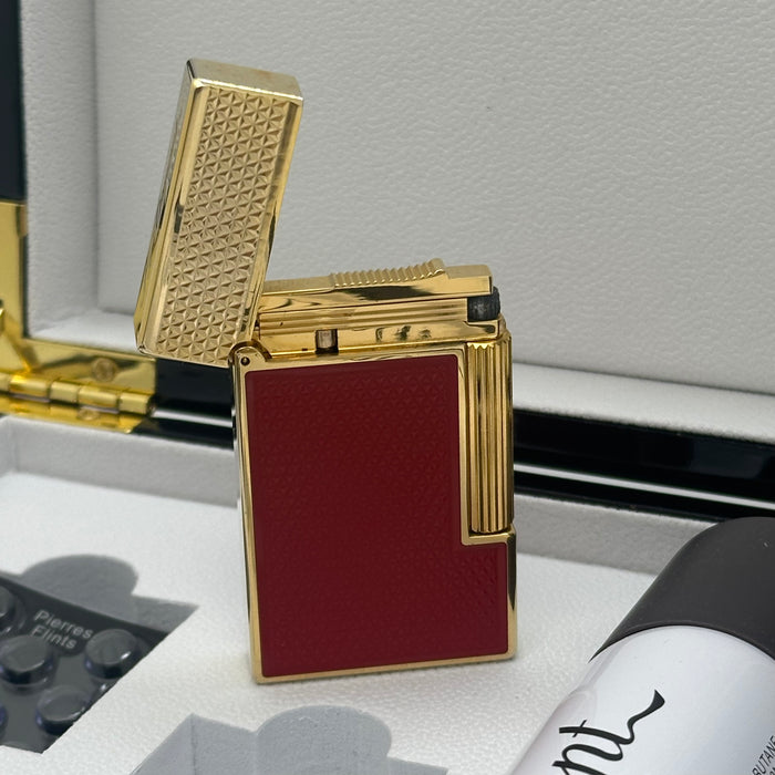 S.T. Dupont Luxury Lighter Gift Set – Gold Red Lacquer Edition (Made in France)