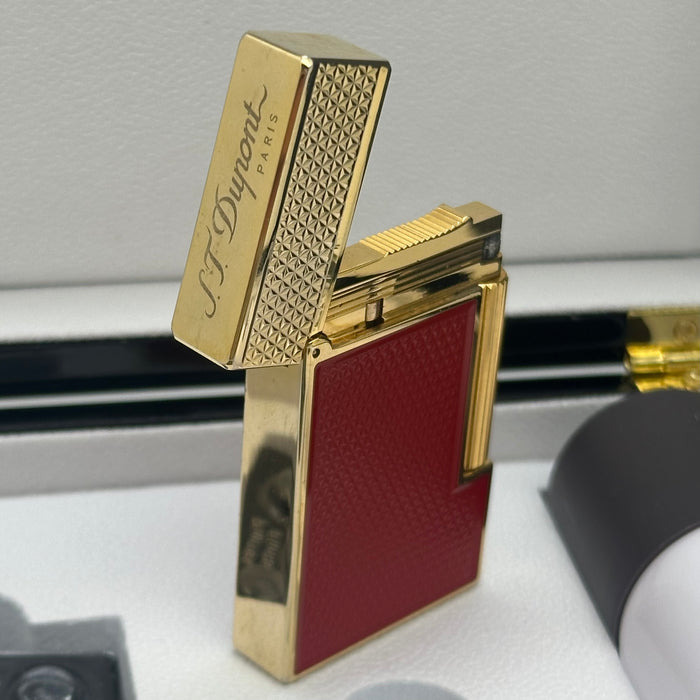 S.T. Dupont Luxury Lighter Gift Set – Gold Red Lacquer Edition (Made in France)