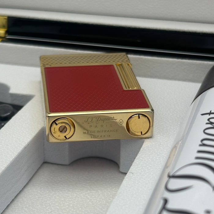 S.T. Dupont Luxury Lighter Gift Set – Gold Red Lacquer Edition (Made in France)