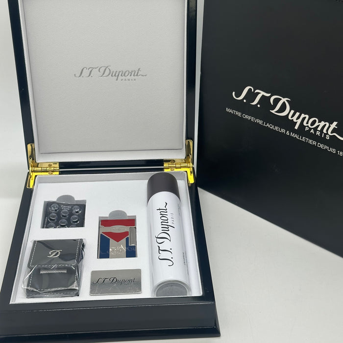 S.T. Dupont Luxury Lighter – Limited Edition Flag Design (Red & Blue)