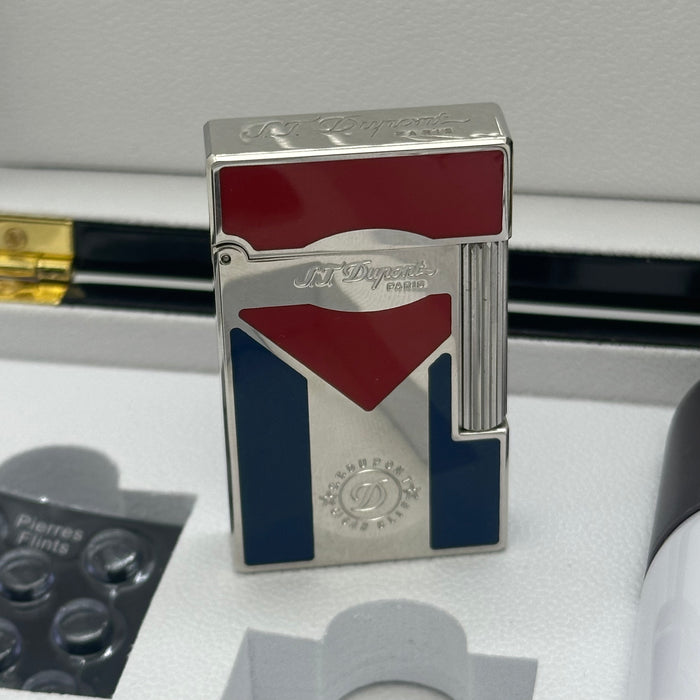 S.T. Dupont Luxury Lighter – Limited Edition Flag Design (Red & Blue)