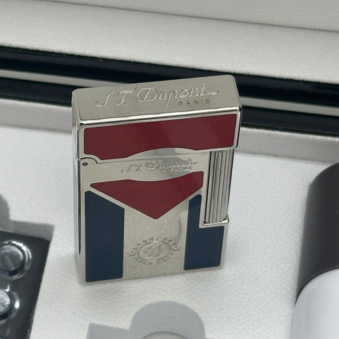 S.T. Dupont Luxury Lighter – Limited Edition Flag Design (Red & Blue)