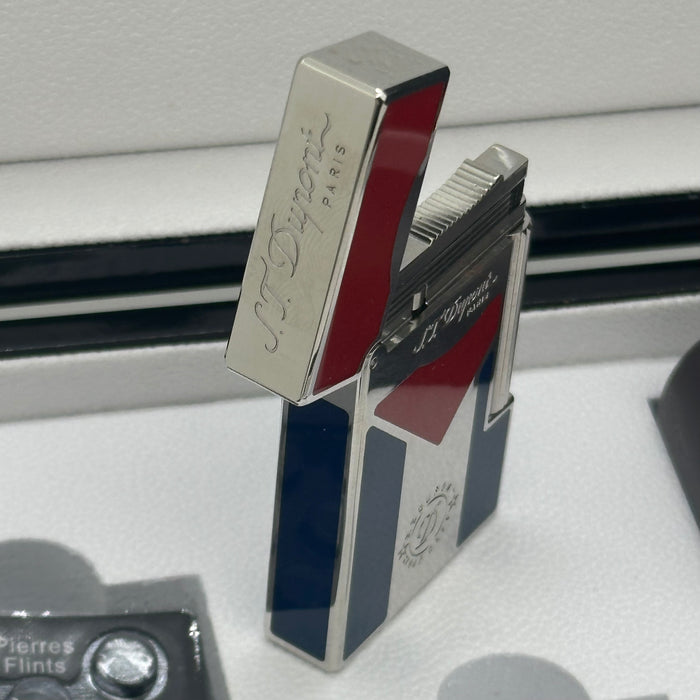 S.T. Dupont Luxury Lighter – Limited Edition Flag Design (Red & Blue)