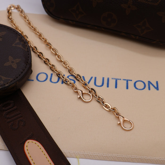 Louis Vuitton Multi Pochette Accessoires in Monogram Canvas with Gold Chain