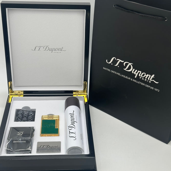 S.T. Dupont Luxury Gold & Green Lighter – Prestige Edition (Made in France)