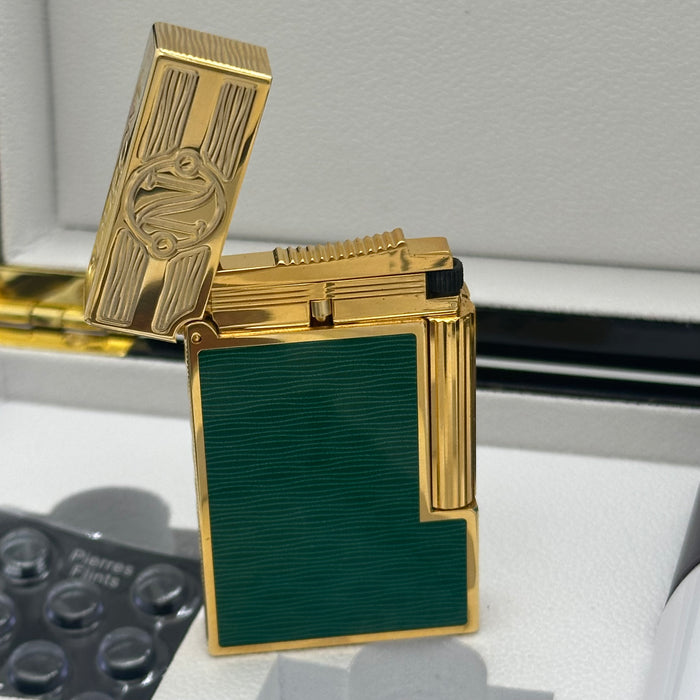 S.T. Dupont Luxury Gold & Green Lighter – Prestige Edition (Made in France)