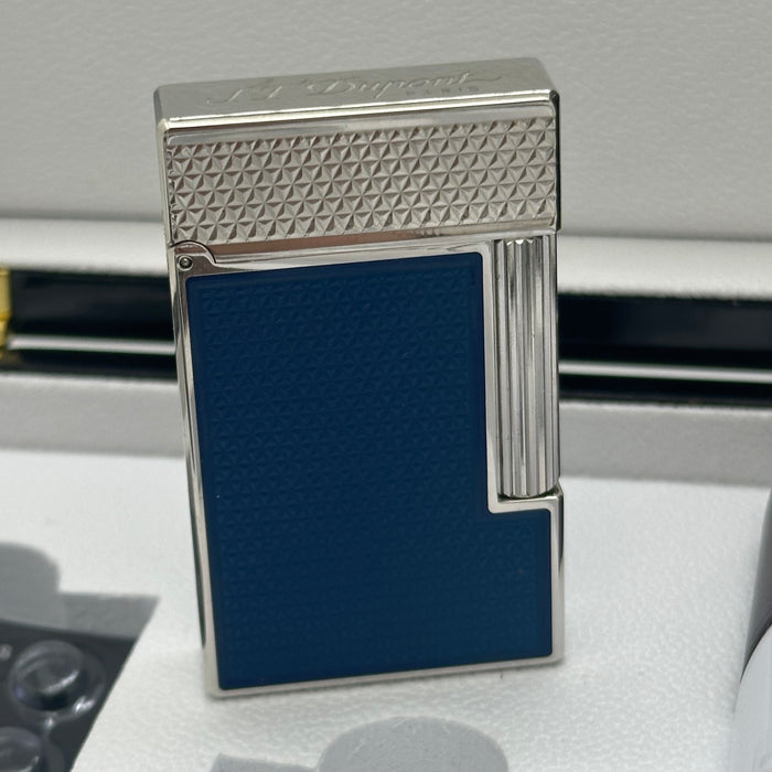 S.T. Dupont Blue Lacquer Silver Lighter – Classic Luxury Edition (Full Set)