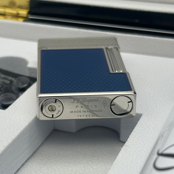 S.T. Dupont Blue Lacquer Silver Lighter – Classic Luxury Edition (Full Set)