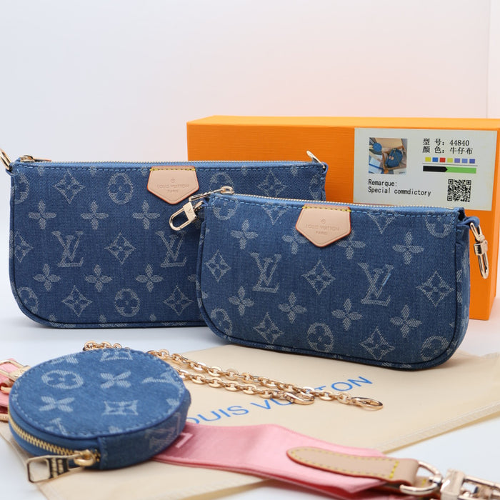 Louis Vuitton Multi Pochette Accessoires in Monogram Canvas with Gold Chain