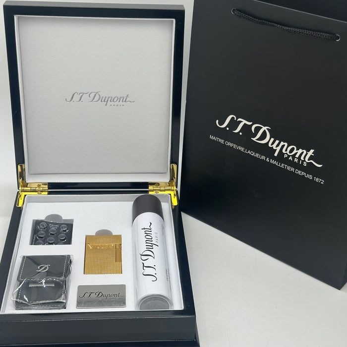 S.T. Dupont Gold Diamond Pattern Lighter – Luxury Classic (Full Set)