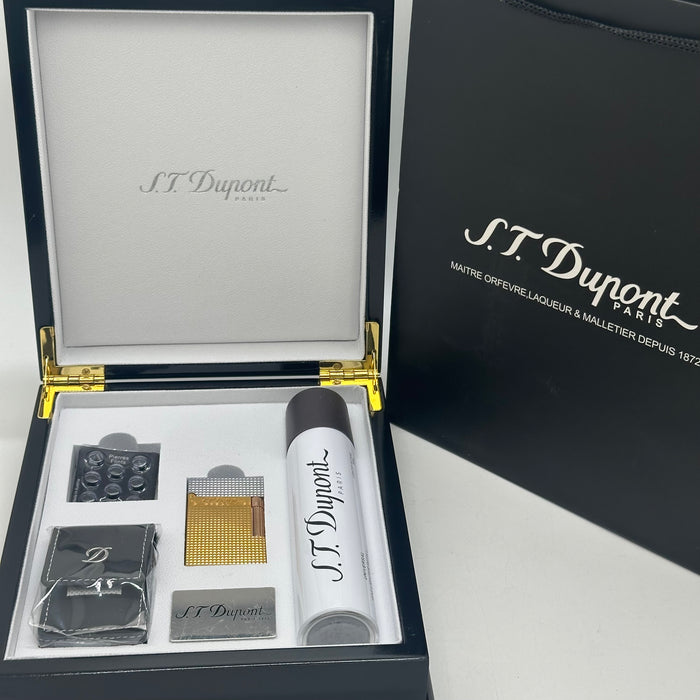 S.T. Dupont Two-Tone Gold & Silver Lighter – Premium Classic Edition (Full Set)