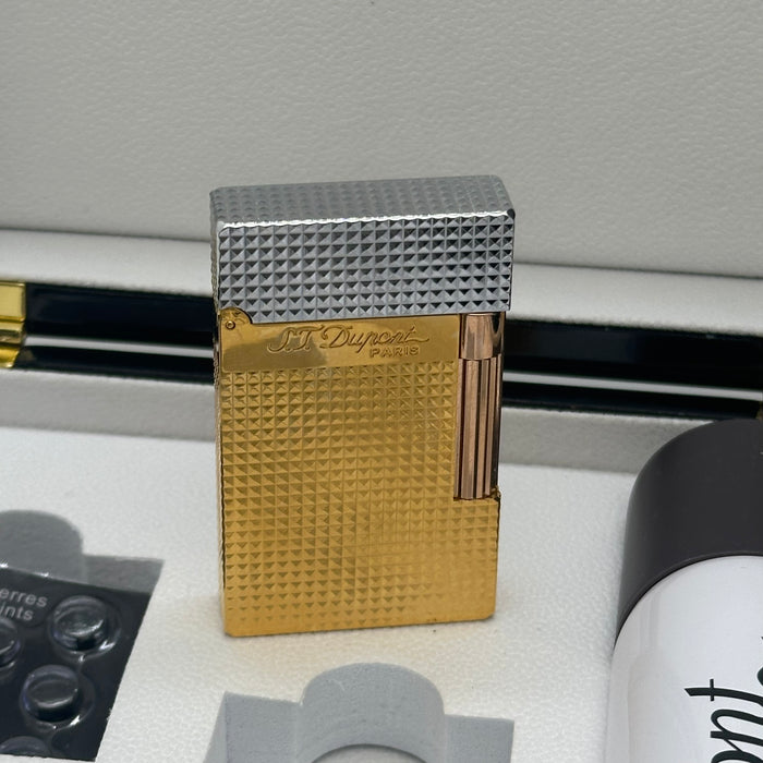 S.T. Dupont Two-Tone Gold & Silver Lighter – Premium Classic Edition (Full Set)