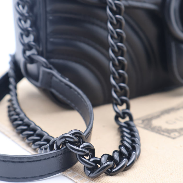 Gucci GG Marmont Small Shoulder Bag in Black Matelassé Leather