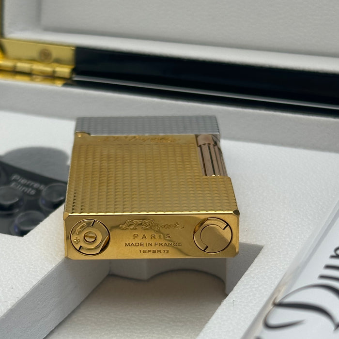 S.T. Dupont Two-Tone Gold & Silver Lighter – Premium Classic Edition (Full Set)