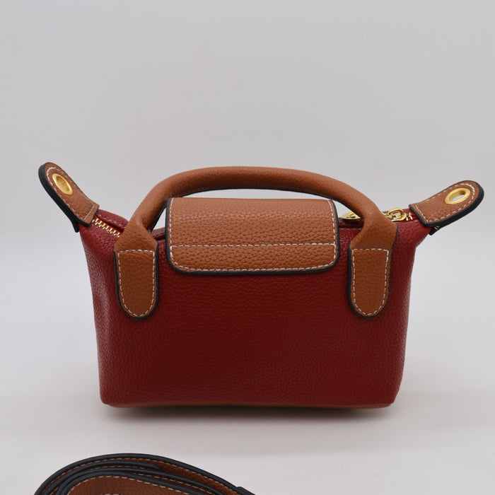 Longchamp Le Pliage Cuir Small Top Handle Bag & Tan Leather