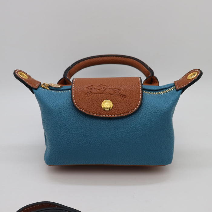 Longchamp Le Pliage Cuir Small Top Handle Bag & Tan Leather