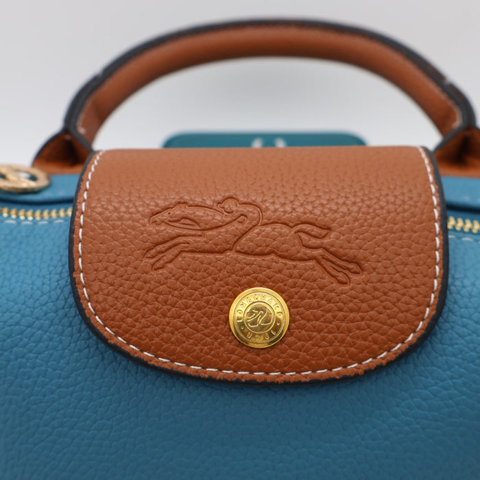 Longchamp Le Pliage Cuir Small Top Handle Bag & Tan Leather