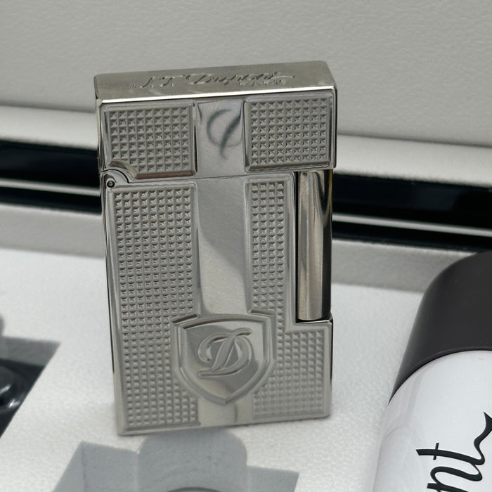 S.T. Dupont Silver Shield Edition Lighter – Signature Design (Full Set)