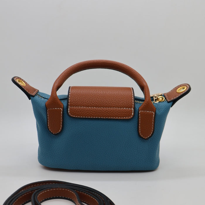 Longchamp Le Pliage Cuir Small Top Handle Bag & Tan Leather