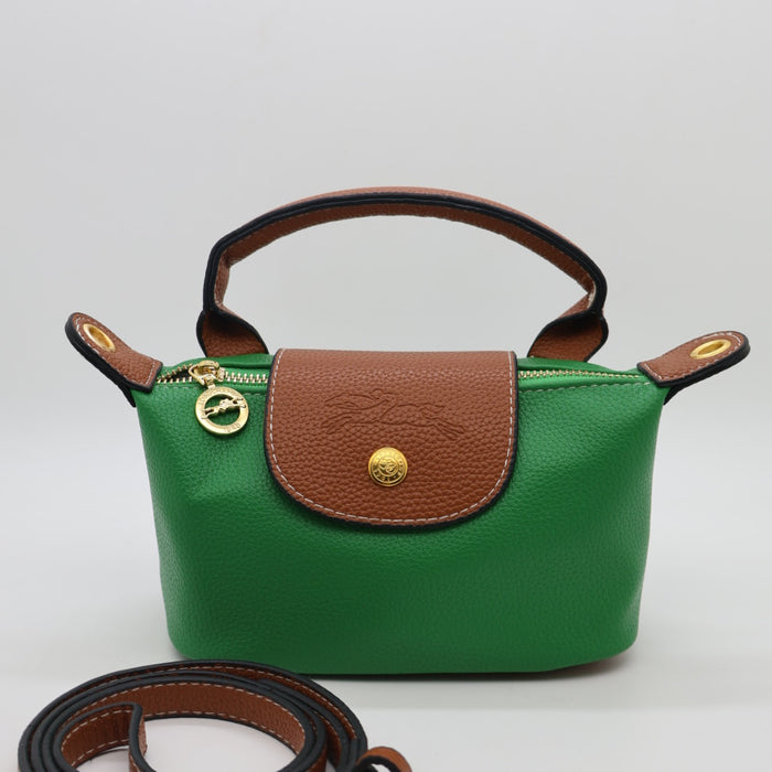 Longchamp Le Pliage Cuir Small Top Handle Bag & Tan Leather