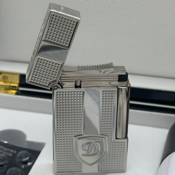 S.T. Dupont Silver Shield Edition Lighter – Signature Design (Full Set)
