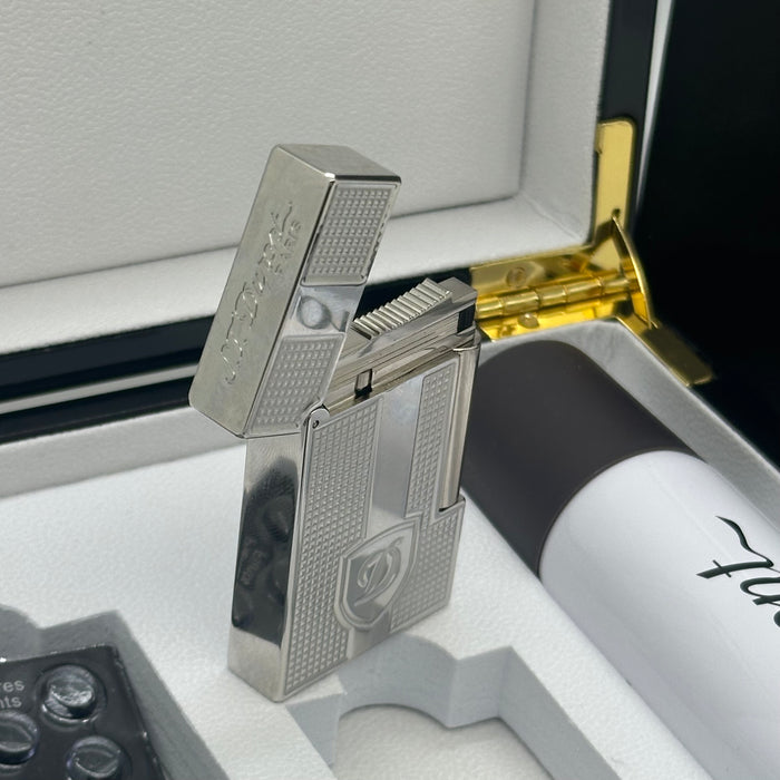 S.T. Dupont Silver Shield Edition Lighter – Signature Design (Full Set)
