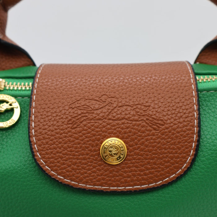 Longchamp Le Pliage Cuir Small Top Handle Bag & Tan Leather