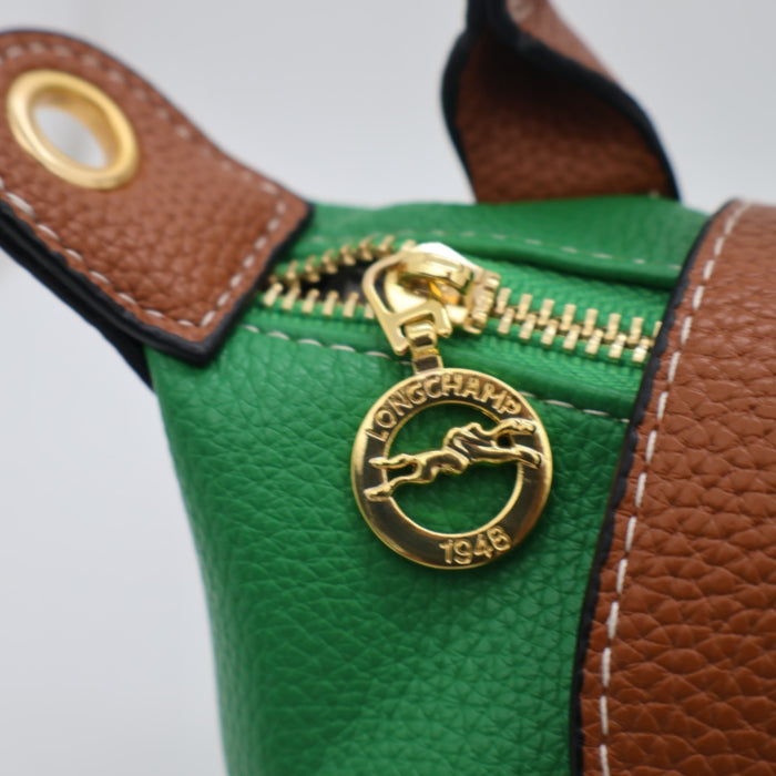 Longchamp Le Pliage Cuir Small Top Handle Bag & Tan Leather