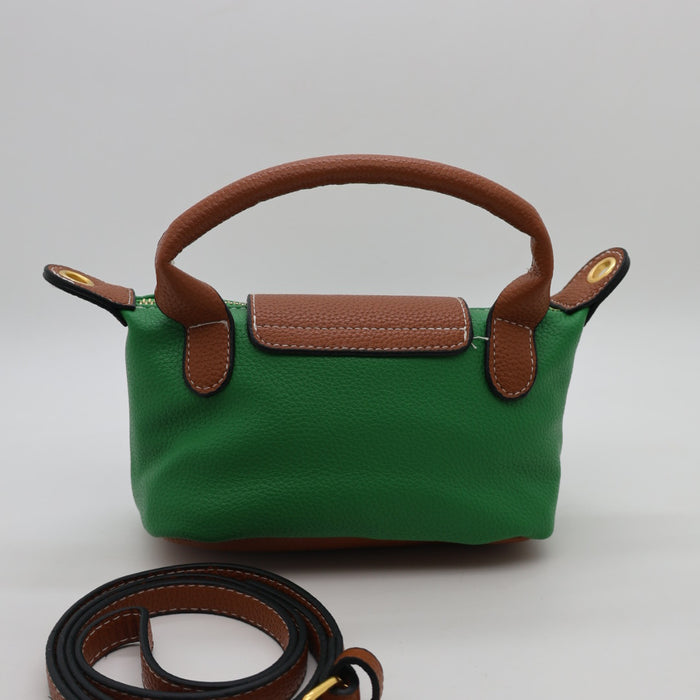 Longchamp Le Pliage Cuir Small Top Handle Bag & Tan Leather