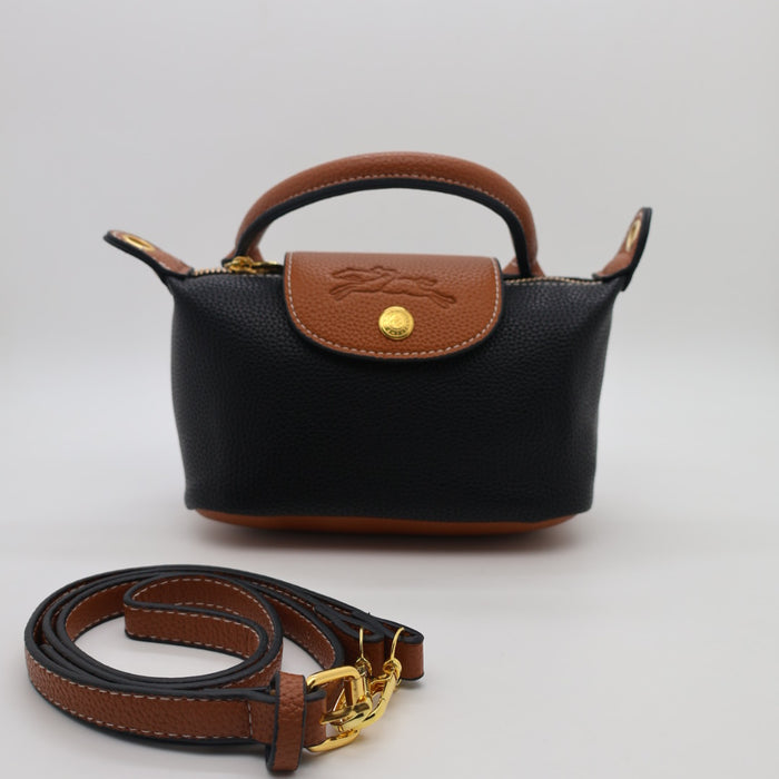 Longchamp Le Pliage Cuir Small Top Handle Bag & Tan Leather