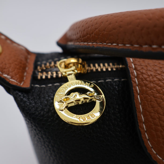 Longchamp Le Pliage Cuir Small Top Handle Bag & Tan Leather