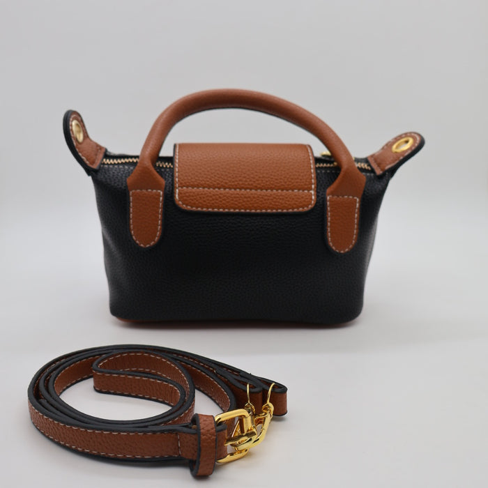 Longchamp Le Pliage Cuir Small Top Handle Bag & Tan Leather