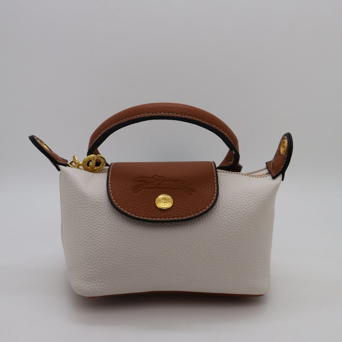 Longchamp Le Pliage Cuir Small Top Handle Bag & Tan Leather