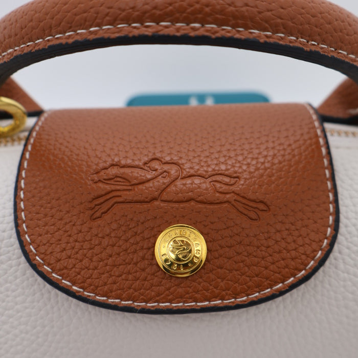 Longchamp Le Pliage Cuir Small Top Handle Bag & Tan Leather