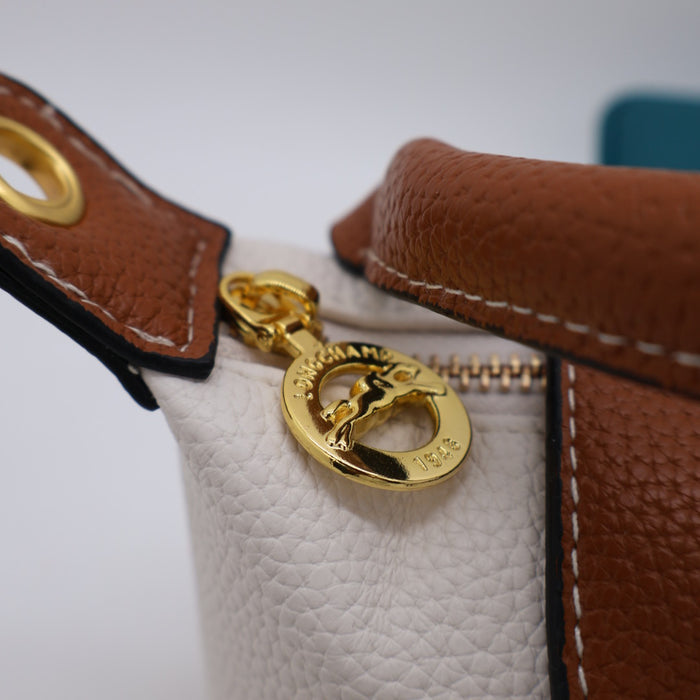 Longchamp Le Pliage Cuir Small Top Handle Bag & Tan Leather