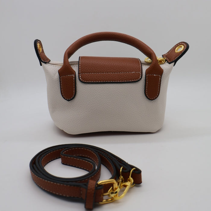 Longchamp Le Pliage Cuir Small Top Handle Bag & Tan Leather