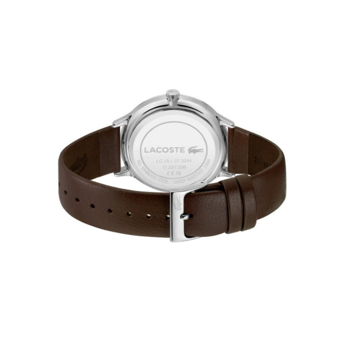LACOSTE CLUB MEN's BLUE DIAL, BROWN LEATHER WATCH - 2011227 - Authentic