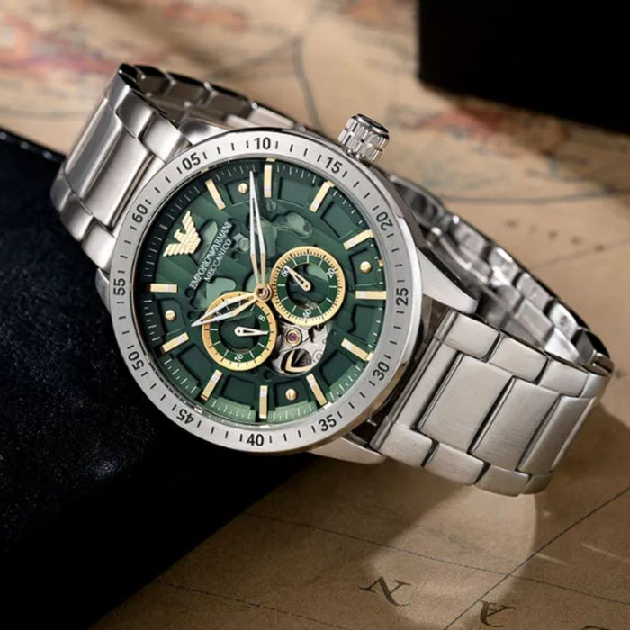 Emporio Armani AR60053 - Mario Meccanico Chronograph Watch - Authentic