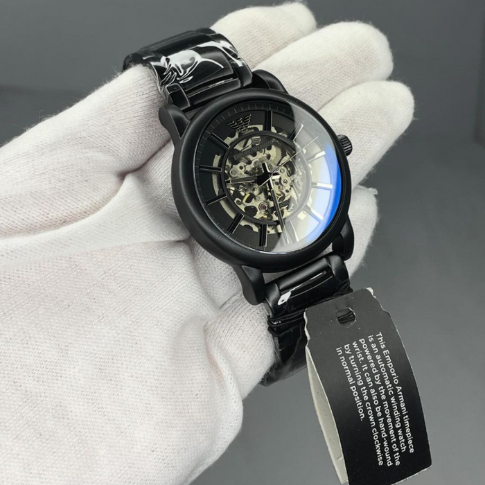 Emporio Armani Luigi Automatic Black Stainless Steel Watch - AR60045 - Authentic