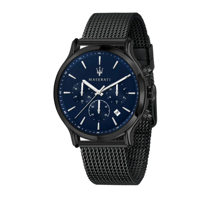 Maserati Men's Black Mesh Chronograph Watch with Blue Dial - R8873618008 - Authentic