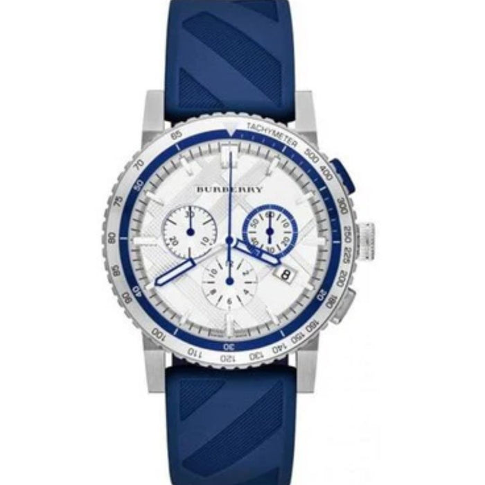 Burberry Chronograph Watch with Blue Rubber Strap BU9808 - Authentic