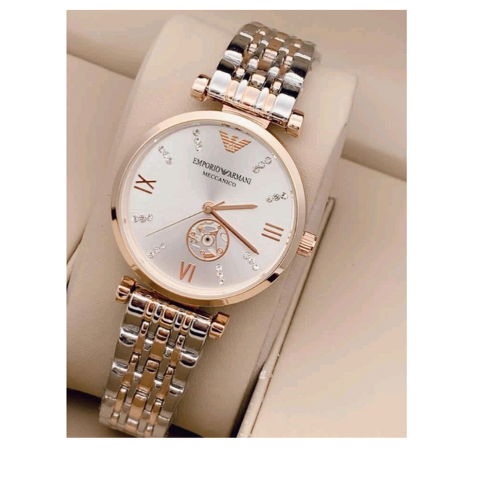 Emporio Armani Automatic Rose Gold Stainless Steel Mesh Watch - AR60063 - Authentic