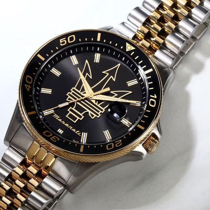 Maserati Successo Black & Gold Two-Tone Watch - R8853140009 - Authentic