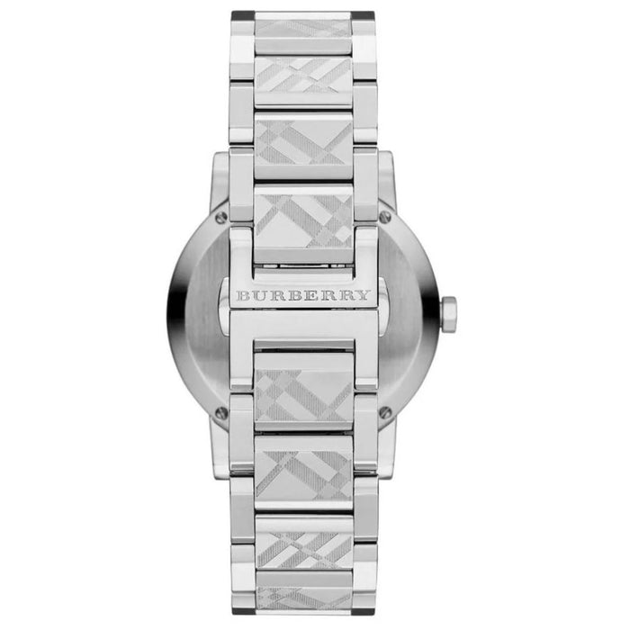 Burberry Silver Stainless Steel Watch with Engraved Check Pattern - BU9037 - Authentic
