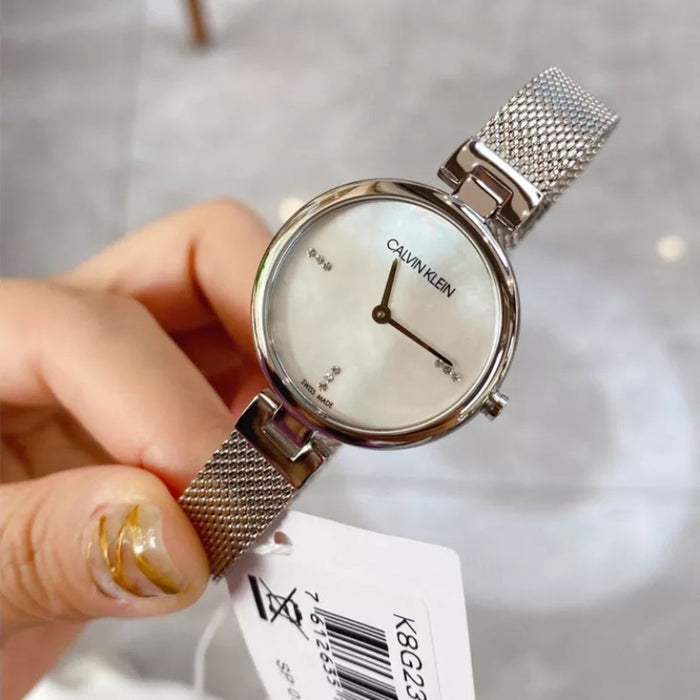 Calvin Klein Seduce Silver Mesh Women’s Watch - K8g2312e - Authentic